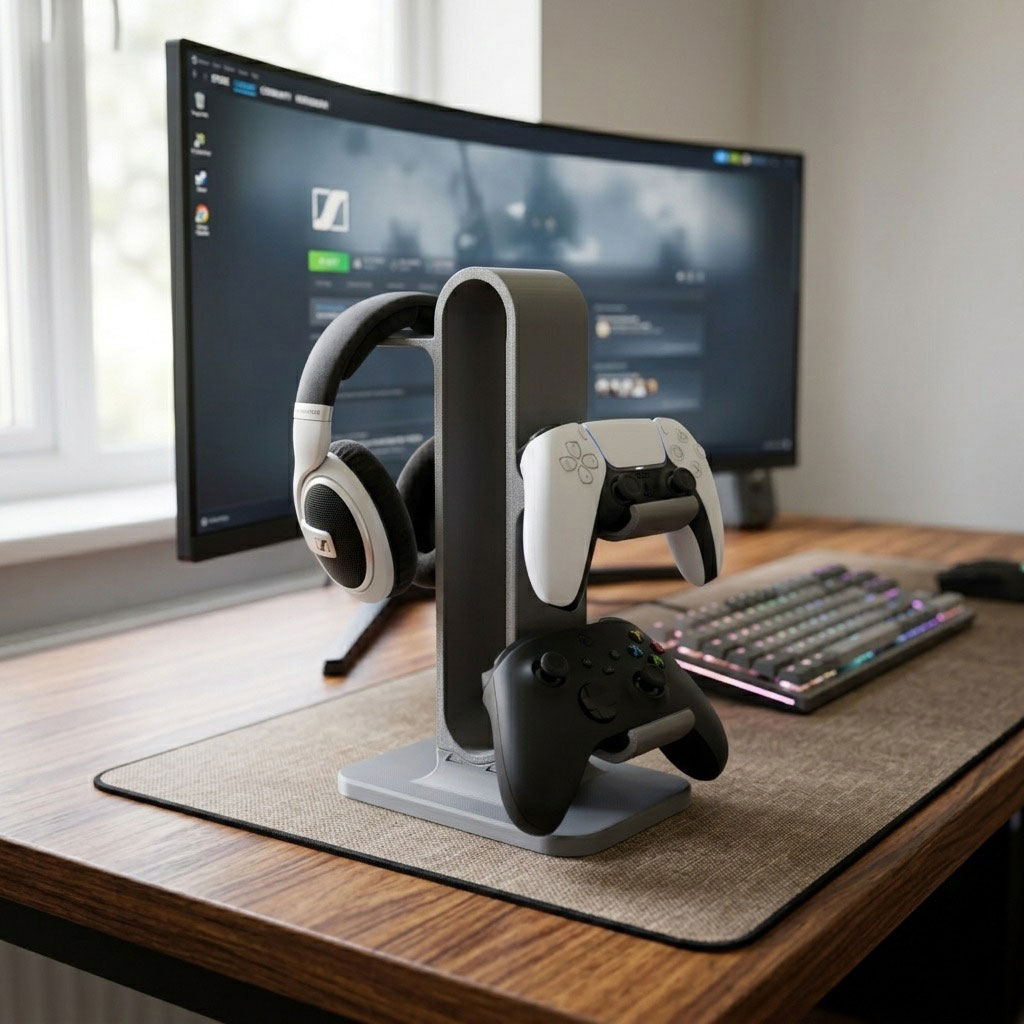 Soporte Vertical para 2 Controles y Audífonos - 2