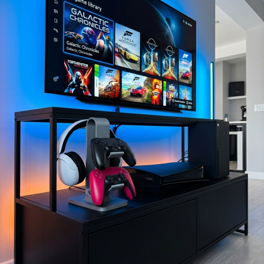 Soporte Vertical para 2 Controles y Audífonos